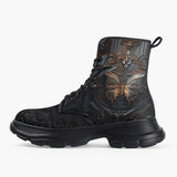 Casual Leather Chunky Boots Gothic Butterfly Rusty Metal