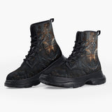 Casual Leather Chunky Boots Gothic Butterfly Rusty Metal