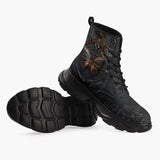 Casual Leather Chunky Boots Gothic Butterfly Rusty Metal
