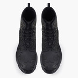 Casual Leather Chunky Boots Dark Fantasy Butterfly with Flowers