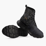 Casual Leather Chunky Boots Dark Fantasy Butterfly with Flowers