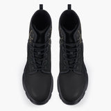 Casual Leather Chunky Boots Gothic Skull with Swords