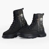 Casual Leather Chunky Boots Gothic Skull with Swords
