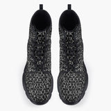 Casual Leather Chunky Boots Silver Chainmail Print