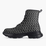 Casual Leather Chunky Boots Metal Chainmail Print