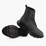 Casual Leather Chunky Boots Metal Chainmail Print