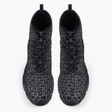 Casual Leather Chunky Boots Black Chainmail Print