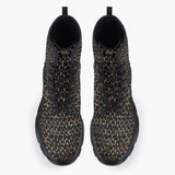 Casual Leather Chunky Boots Rusty Chainmail Print