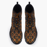 Casual Leather Chunky Boots Gold Bees with Honeycomb