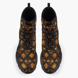 Casual Leather Chunky Boots Bees with Honeycomb Mosaic