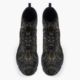 Casual Leather Chunky Boots Dragon with Gold Ornaments