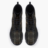 Casual Leather Chunky Boots Metal Robot Skull