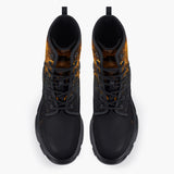 Casual Leather Chunky Boots Skull with Golden Dripping Paint