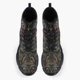 Casual Leather Chunky Boots Devil Skull Art Design