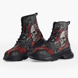 Casual Leather Chunky Boots Dragon Skull Artwork