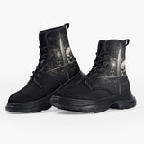 Casual Leather Chunky Boots Skulls with Sword