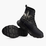 Casual Leather Chunky Boots Skulls with Sword