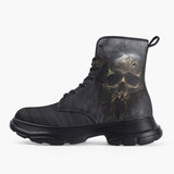 Casual Leather Chunky Boots Metal Skull with Dripping Paint