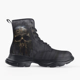 Casual Leather Chunky Boots Metal Skull with Dripping Paint
