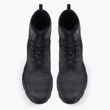 Casual Leather Chunky Boots Metal Skull with Dripping Paint