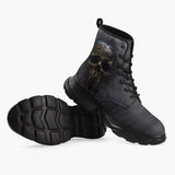 Casual Leather Chunky Boots Metal Skull with Dripping Paint