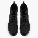 Casual Leather Chunky Boots Gothic Golden Skull