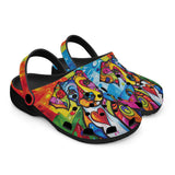 Classic Clogs Colorful Dog Abstract Shapes