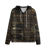Men's Zip Up Hoodie Gold Egyptians Symbols Engraved on Wall