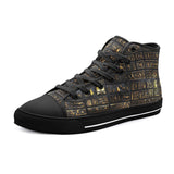 High-Top Canvas Shoes Gold Egyptians Symbols Engraved on Wall