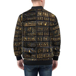 Bomber Jacket Gold Egyptians Symbols Engraved on Wall