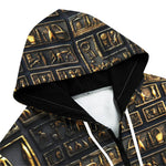 Men's Zip Up Hoodie Gold Egyptians Symbols Engraved on Wall