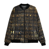 Bomber Jacket Gold Egyptians Symbols Engraved on Wall