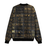 Bomber Jacket Gold Egyptians Symbols Engraved on Wall