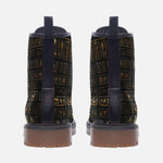 Leather Boots Gold Egyptians Symbols Engraved on Wall