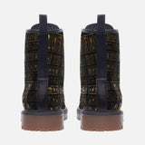 Leather Boots Gold Egyptians Symbols Engraved on Wall