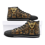 High-Top Canvas Shoes Golden Egyptian Stone Carvings