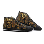 High-Top Canvas Shoes Golden Egyptian Stone Carvings