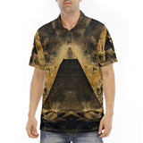 Men's Polo Shirt Mysterious Egyptian Pyramid Gold Symbolism