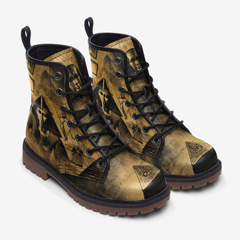 Leather Boots Mysterious Egyptian Pyramid Gold Symbolism