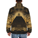 Down-Padded Puffer Jacket Mysterious Egyptian Pyramid Gold Symbolism