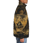 Down-Padded Puffer Jacket Mysterious Egyptian Pyramid Gold Symbolism