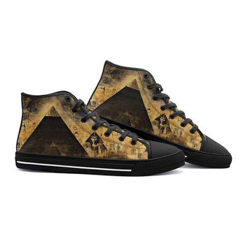 High-Top Canvas Shoes Mysterious Egyptian Pyramid Gold Symbolism