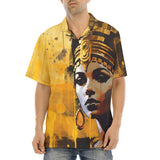 Hawaiian Shirt Egyptian Queen Gold and Black Art