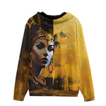 Men's Zip Up Hoodie Egyptian Queen Gold and Black Art