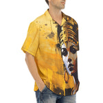 Hawaiian Shirt Egyptian Queen Gold and Black Art