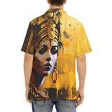 Hawaiian Shirt Egyptian Queen Gold and Black Art