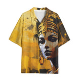 Hawaiian Shirt Egyptian Queen Gold and Black Art