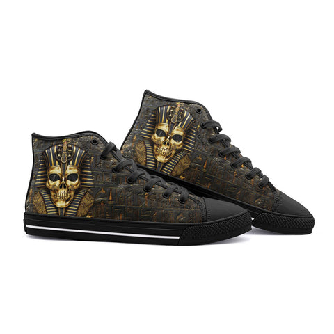 High-Top Canvas Shoes Ancient Pharaoh Skull Art