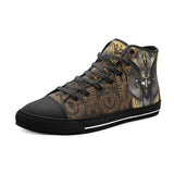 High-Top Canvas Shoes Egypt Anubis-Cat Gold and Black Stone