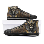 High-Top Canvas Shoes Egypt Anubis-Cat Gold and Black Stone